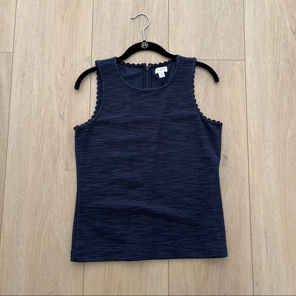 NWOT J. Crew Navy Blue Scalloped Tank Top